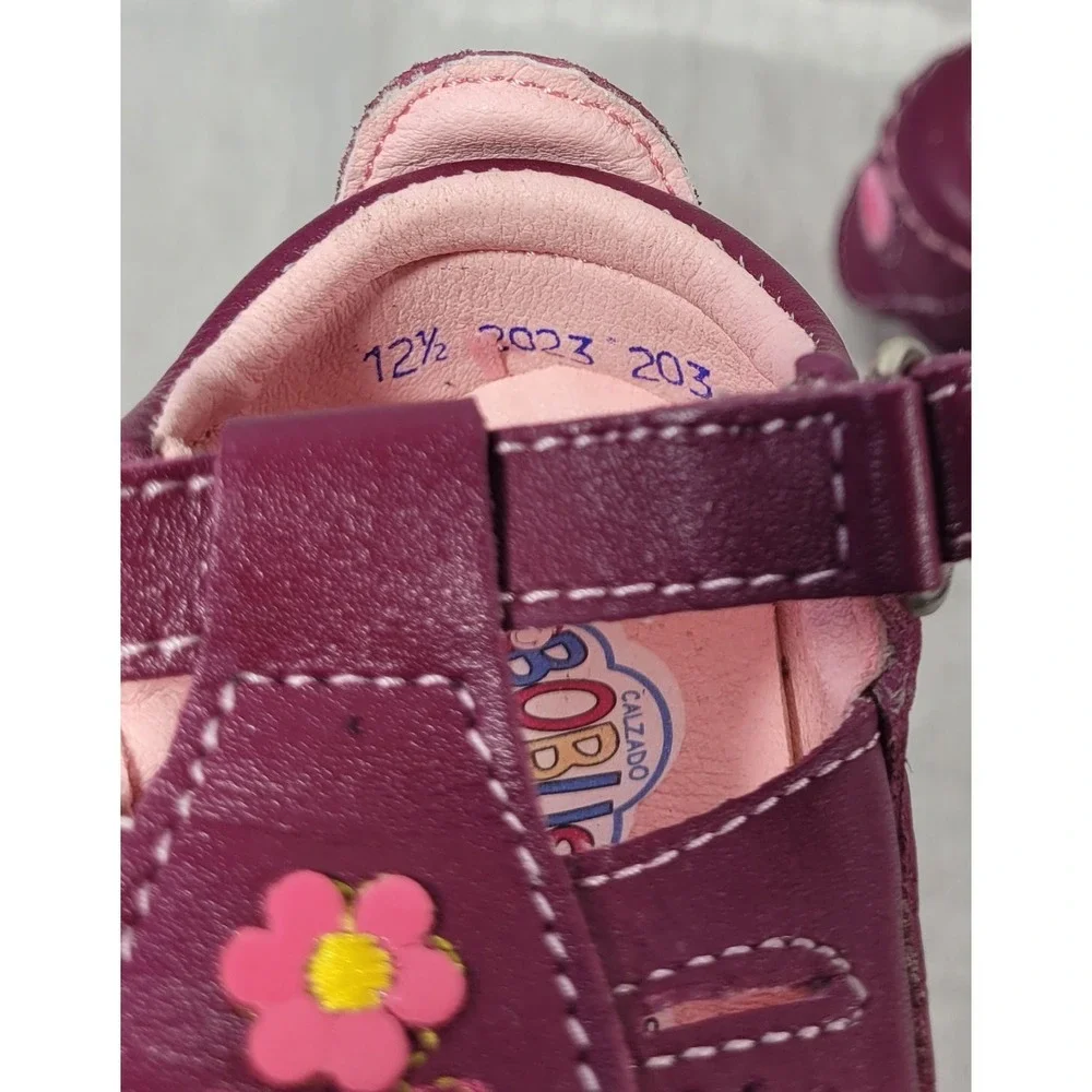 Calzado Bobus Buru's Baby Huarache Shoes w/ Flowers & Butterfly - Plum/Pink 12.5